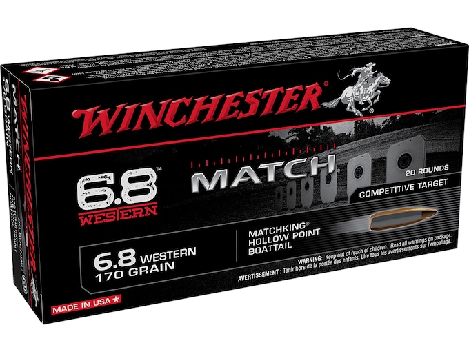 Winchester Match Ammunition 6.8 Western 170 Grain Hollow Point Boat Tail