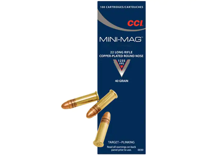 CCI Mini-Mag Ammunition 22 Long Rifle 40 Grain Plated Lead Round Nose Box of 100- Blemished