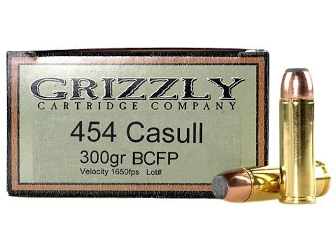 Grizzly Ammunition 454 Casull 300 Grain Bonded Core Jacketed Flat Point Box of 20