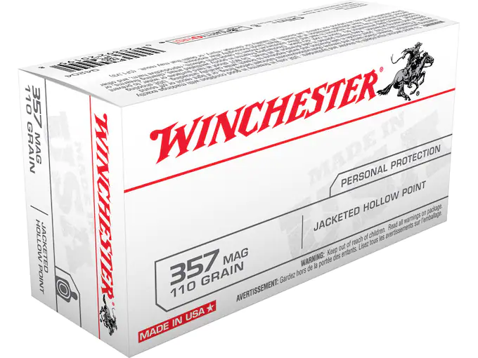 Winchester USA Ammunition 357 Magnum 110 Grain Jacketed Hollow Point Box of 50