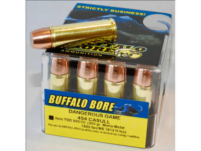 Buffalo Bore Dangerous Game Ammunition 454 Casull 300 Grain Lehigh Mono-Metal Lead-Free Box of 20