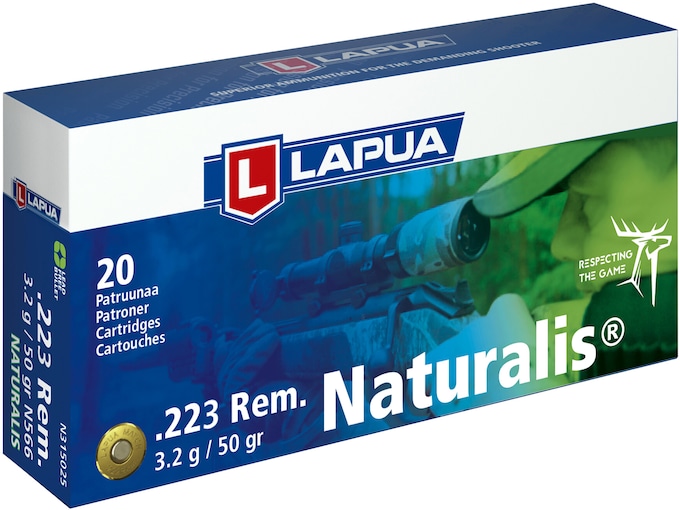 Lapua Naturalis Ammunition 223 Remington 50 Grain Hollow Point Lead Free Box of 20