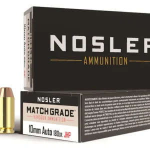 Nosler Match Grade Ammunition 10mm Auto 180 Grain Jacketed Hollow Point