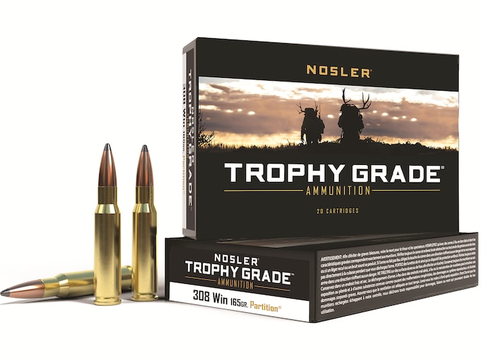 Nosler Trophy Grade Ammunition 308 Winchester 165 Grain Partition Box of 20