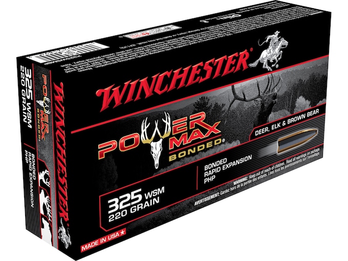 Winchester Power Max Bonded Ammunition 325 Winchester Short Magnum (WSM) 220 Grain Protected Hollow Point Box of 20