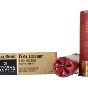 Federal Premium Vital-Shok Ammunition 12 Gauge 3" Buffered 00 Copper Plated Buckshot 12 Pellets Flitecontrol Wad Box of 5