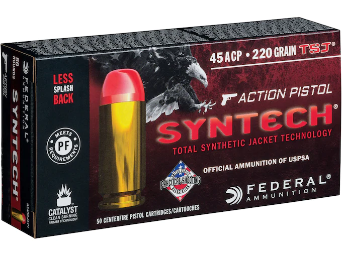Federal Syntech Action Pistol Ammunition 45 ACP 220 Grain Total Synthetic Jacket