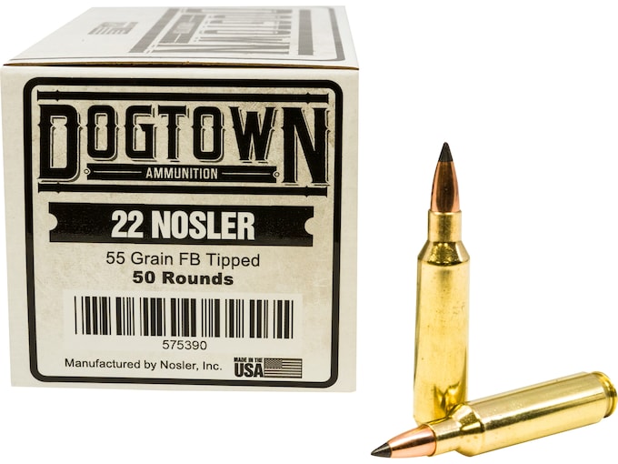 Dogtown Ammunition 22 Nosler 55 Grain Polymer Tip Flat Base