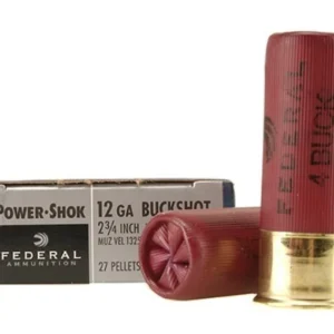 Federal Power-Shok Ammunition 12 Gauge 2-3/4" Buffered #4 Buckshot 27 Pellets Box of 5