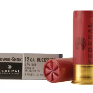 Federal Power-Shok Low Recoil Ammunition 12 Gauge 2-3/4" Buffered 00 Buckshot 9 Pellets Box of 5