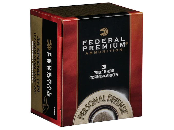 Federal Premium Personal Defense Ammunition 38 Special +P 129 Grain Hydra-Shok Jacketed Hollow Point Box of 20