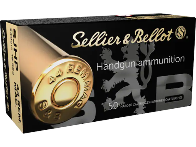 Sellier & Bellot Ammunition 44 Remington Magnum 240 Grain Semi-Jacket Hollow Point Box of 50