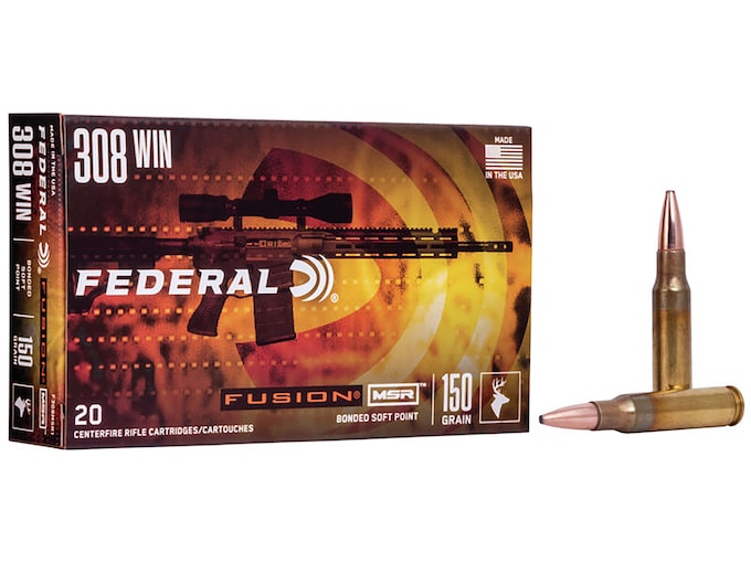 Federal Fusion MSR Ammunition 308 Winchester 150 Grain Bonded Spitzer Boat Tail Box of 20