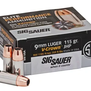 Sig Sauer Elite Performance Ammunition 9mm Luger 115 Grain V-Crown Jacketed Hollow Point Box of 20