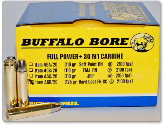 Buffalo Bore Ammunition 30 Carbine 125 Grain Hard Cast Lead Gas Check Flat Nose Box of 20