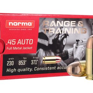 Norma Range & Training Ammunition 45 ACP 230 Grain Full Metal Jacket
