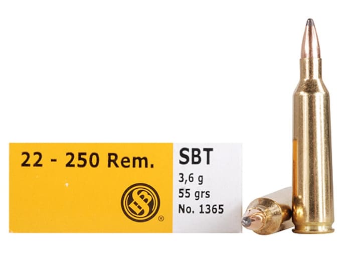 Sellier & Bellot Ammunition 22-250 Remington 55 Grain Sierra GameKing Spitzer Boat Tail Box of 20
