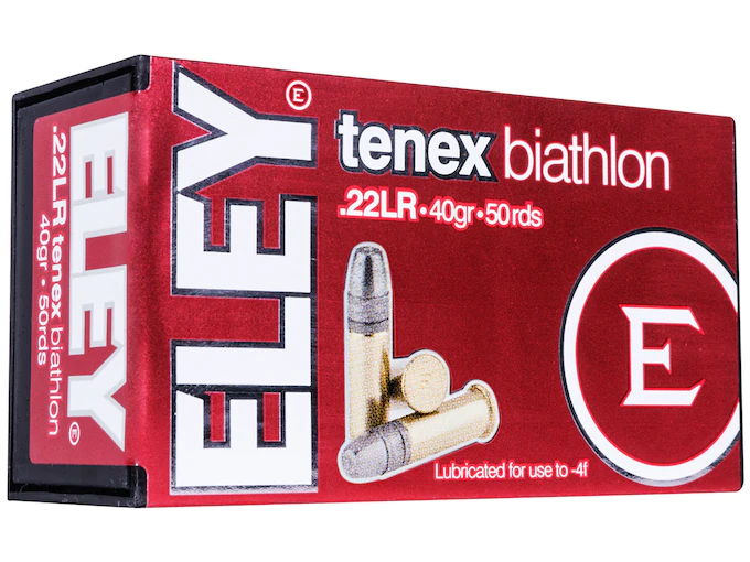 Eley Tenex Biathlon Ammunition 22 Long Rifle 40 Grain Lead Flat Nose
