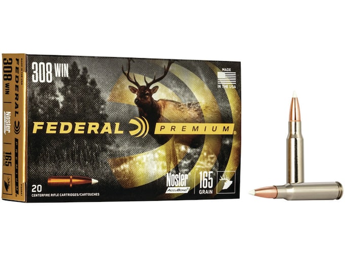 Federal Premium Ammunition 308 Winchester 165 Grain Nosler AccuBond Box of 20