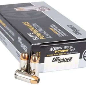 Sig Sauer Elite Performance Ammunition 40 S&W 180 Grain V-Crown Jacketed Hollow Point Box of 50