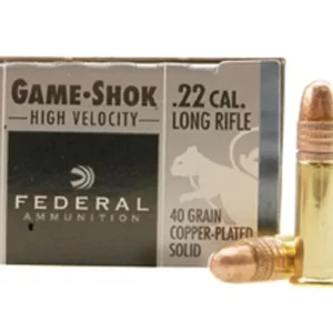 Federal Game-Shok Ammunition 22 Long Rifle High Velocity 40 Grain Plated Lead Round Nose