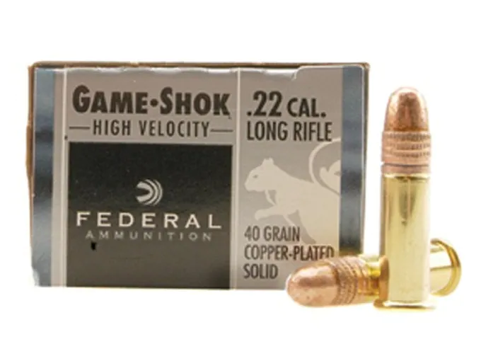 Federal Game-Shok Ammunition 22 Long Rifle High Velocity 40 Grain Plated Lead Round Nose