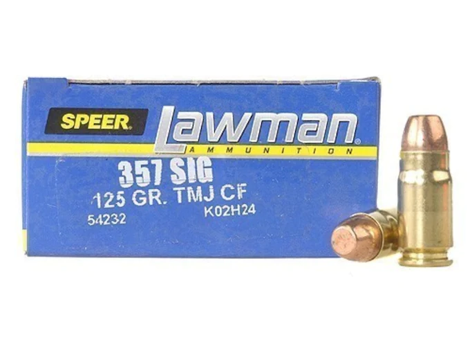 Speer Lawman Cleanfire Ammunition 357 Sig 125 Grain Total Metal Jacket