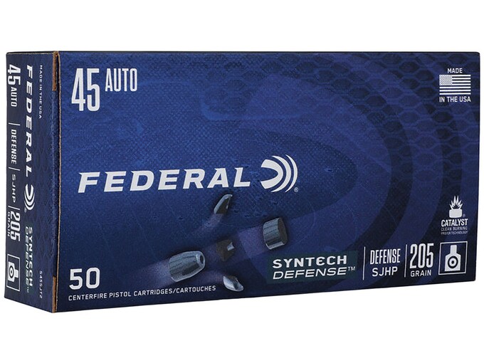 Federal Syntech Defense Ammunition 45 ACP 205 Grain Synthetic Jacket Segmented Hollow Point