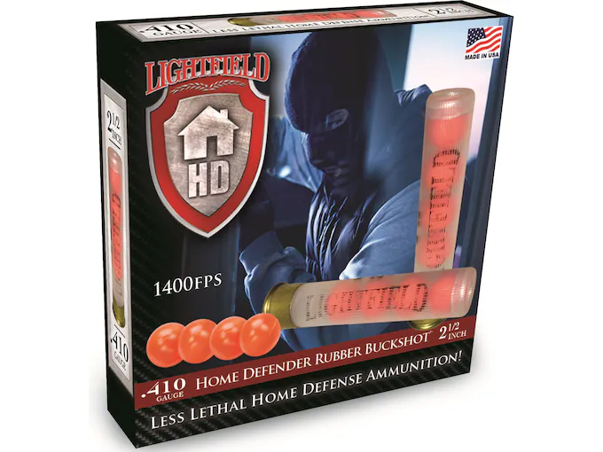 Lightfield Home Defender Less Lethal Ammunition 410 Bore 2-1/2" Rubber Buckshot 4 Pellets Box of 5