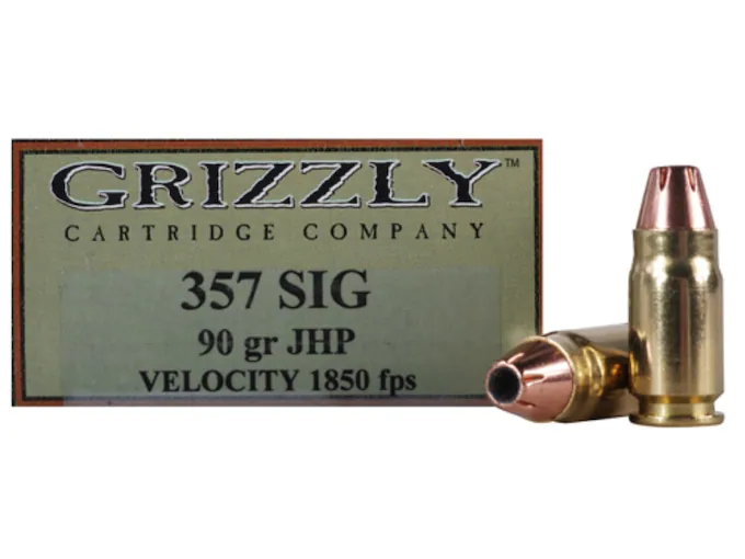 Grizzly Ammunition 357 Sig 90 Grain Jacketed Hollow Point Box of 20