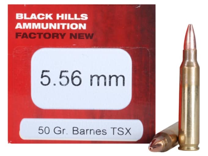 Black Hills Ammunition 5.56x45mm NATO 50 Grain Barnes TSX Hollow Point Lead-Free Box of 50