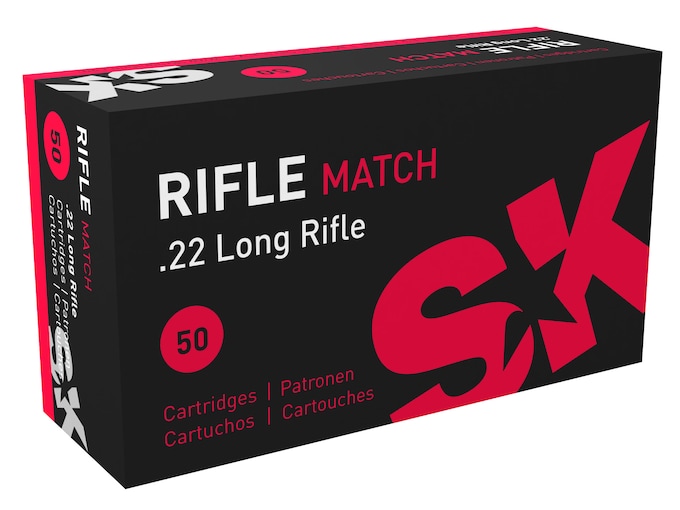 SK Rifle Match Ammunition 22 Long Rifle 40 Grain Lead Round Nose