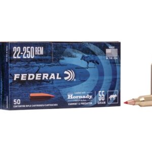 Federal Varmint & Predator Ammunition 22-250 Remington 55 Grain Hornady V-MAX