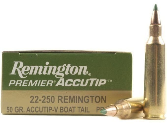 Remington Premier Varmint Ammunition 22-250 Remington 50 Grain AccuTip Boat Tail