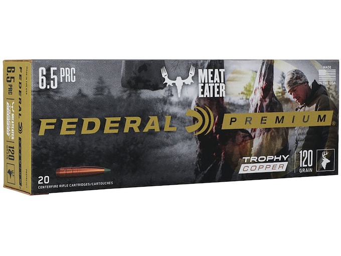 Federal Premium MeatEater Ammunition 6.5 PRC 120 Grain Trophy Copper Tipped Boat Tail Lead Free Box of 20