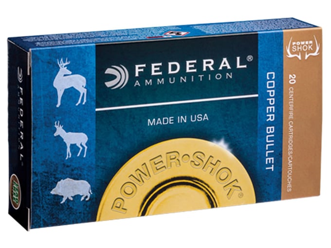 Federal Power-Shok Ammunition 300 Winchester Magnum 180 Grain Copper Hollow Point Lead-Free Box of 20