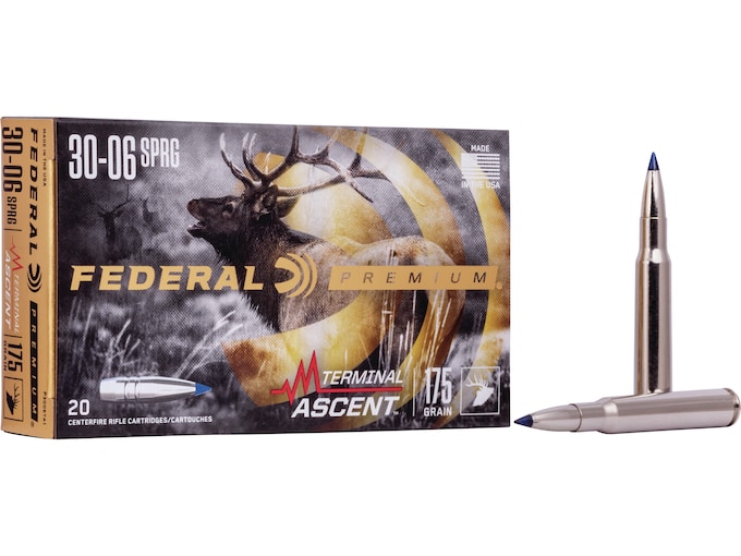 Federal Premium Terminal Ascent Ammunition 30-06 Springfield 175 Grain Polymer Tip Bonded Boat Tail Box of 20