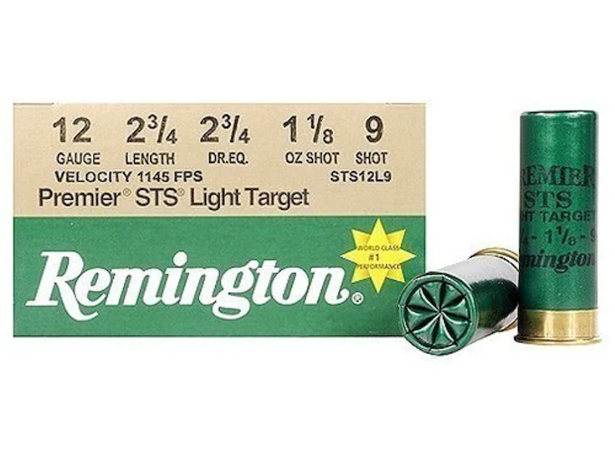 Remington Premier STS Light Target Ammunition 12 Gauge 2-3/4" 1-1/8 oz #9 Shot