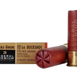 Federal Premium Vital-Shok Ammunition 12 Gauge 2-3/4" Buffered 00 Copper Plated Buckshot 12 Pellets Box of 5