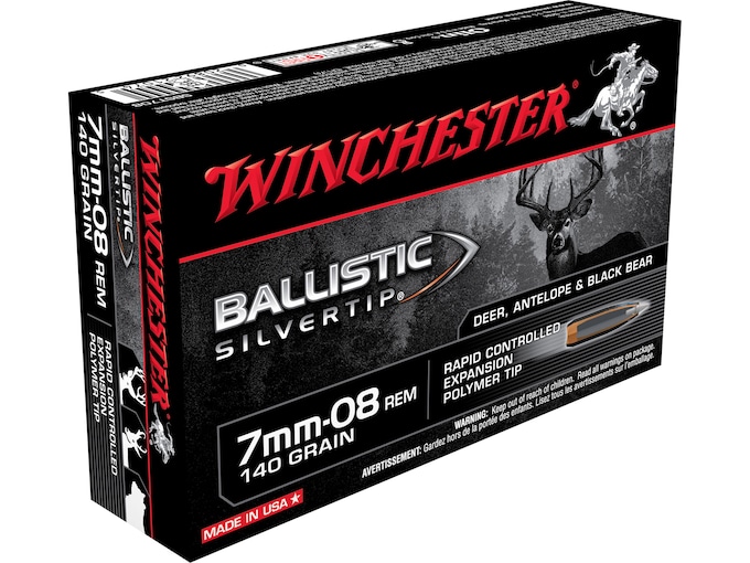 Winchester Ballistic Silvertip Ammunition 7mm-08 Remington 140 Grain Rapid Controlled Expansion Polymer Tip Box of 20