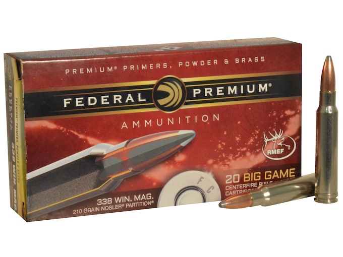 Federal Premium Ammunition 338 Winchester Magnum 210 Grain Nosler Partition Box of 20