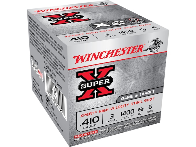 Winchester Super-X Xpert Game and Target Ammunition 410 Bore 3" 3/8 oz #6 Non-Toxic Steel Shot Box of 25
