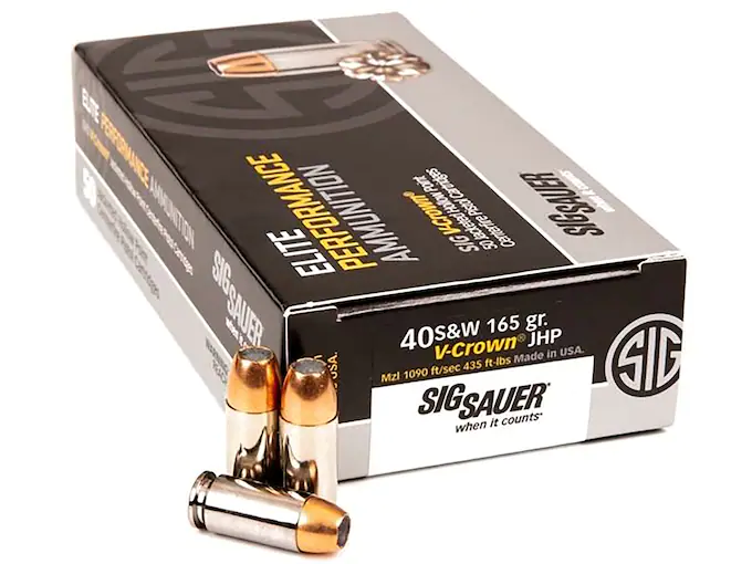 Sig Sauer Elite Performance Ammunition 40 S&W 165 Grain V-Crown Jacketed Hollow Point Box of 50