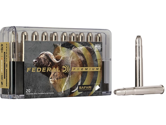 Federal Premium Safari Ammunition 470 Nitro Express 500 Grain Trophy Bonded Bear Claw Soft Point Box of 20