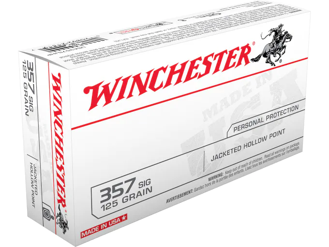Winchester USA Ammunition 357 Sig 125 Grain Jacketed Hollow Point Box of 50