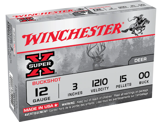 Winchester Super-X Ammunition 12 Gauge 3" Buffered 00 Buckshot 15 Pellets