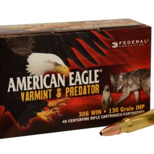 Federal American Eagle Varmint and Predator Ammunition 308 Winchester 130 Grain Hollow Point Box of 40