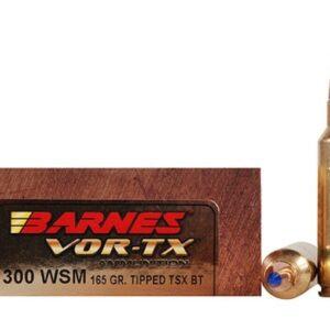 Barnes VOR-TX Ammunition 300 Winchester Short Magnum (WSM) 165 Grain TTSX Polymer Tipped Spitzer Boat Tail Lead-Free Box of 20