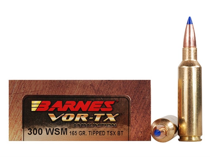 Barnes VOR-TX Ammunition 300 Winchester Short Magnum (WSM) 165 Grain TTSX Polymer Tipped Spitzer Boat Tail Lead-Free Box of 20