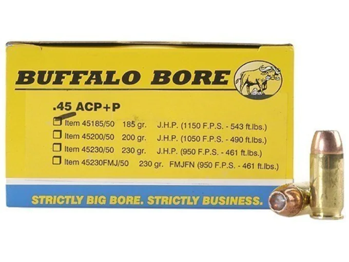 Buffalo Bore Ammunition 45 ACP +P 185 Grain Jacketed Hollow Point